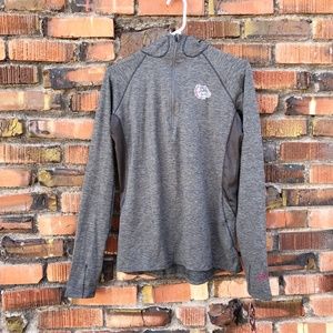 Gray Gonzaga Basketball Half Zip Hoodie | Sz M